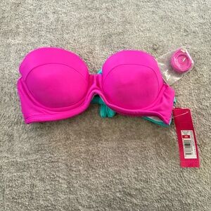 Xhilaration Teal and Pink Bikini Top